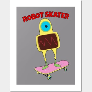 Robot  skater Posters and Art